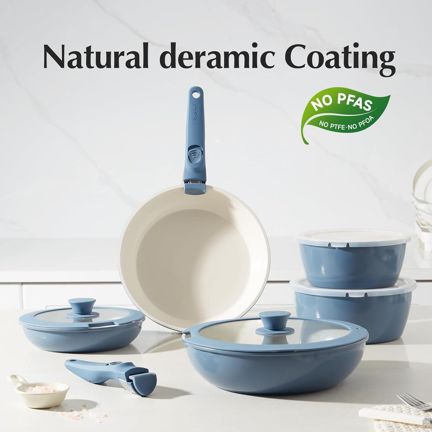 Juego de Ollas y Sartenes de Cerámica Redchef 21 Piezas Antiadherente