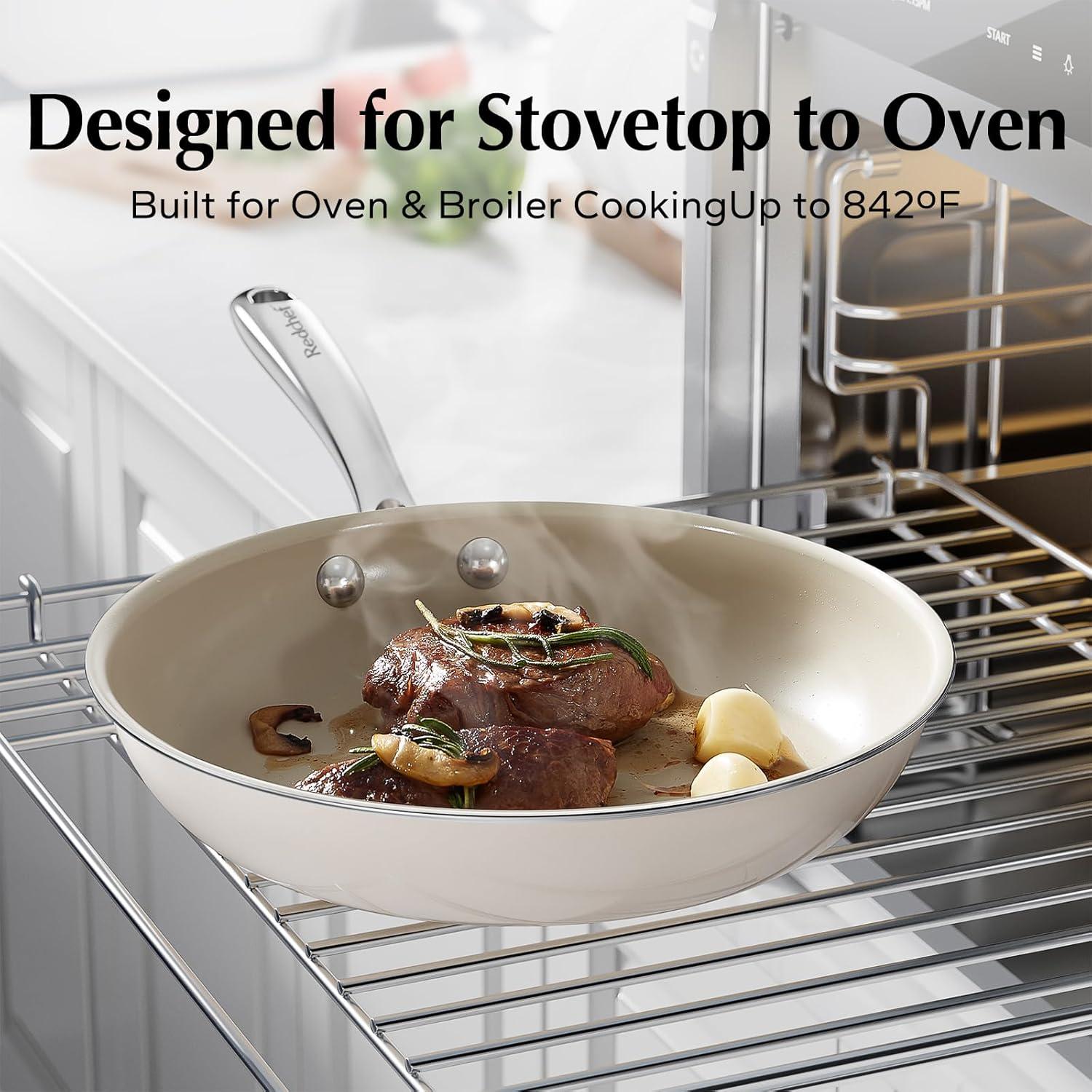 Sartén Antiadherente de Cerámica Redchef 24 y 28 cm, Apta para Horno