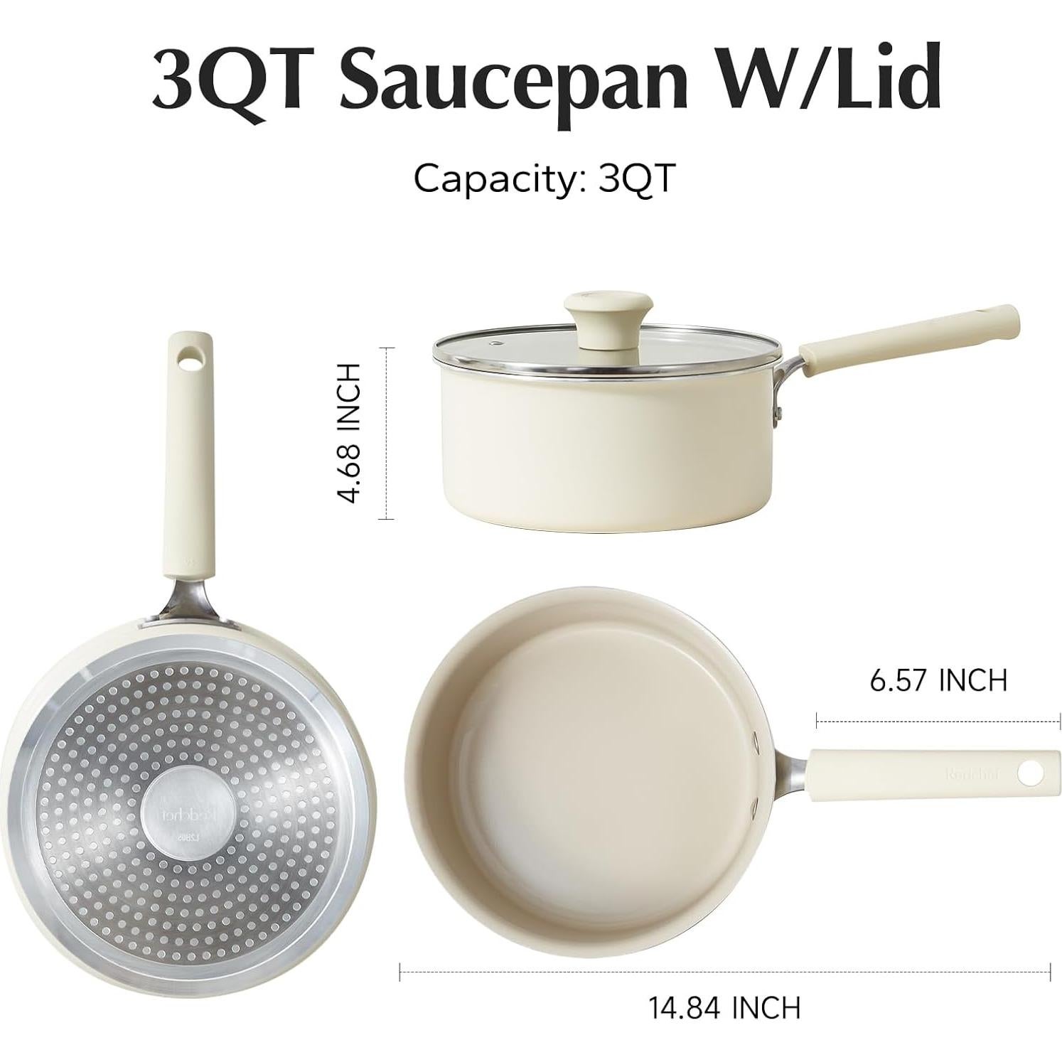 Cacerola Antiadherente de Cerámica Redchef 2.5L con Tapa