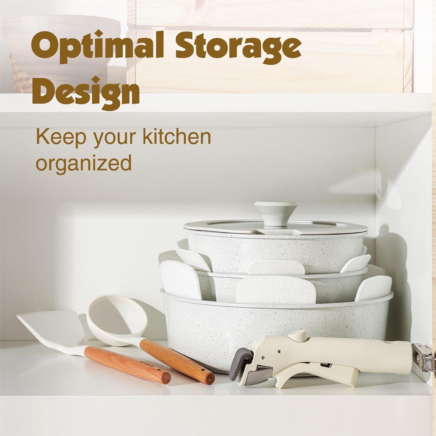 Juego de Ollas y Sartenes SENSARTE 9 Piezas Antiadherente Blanco