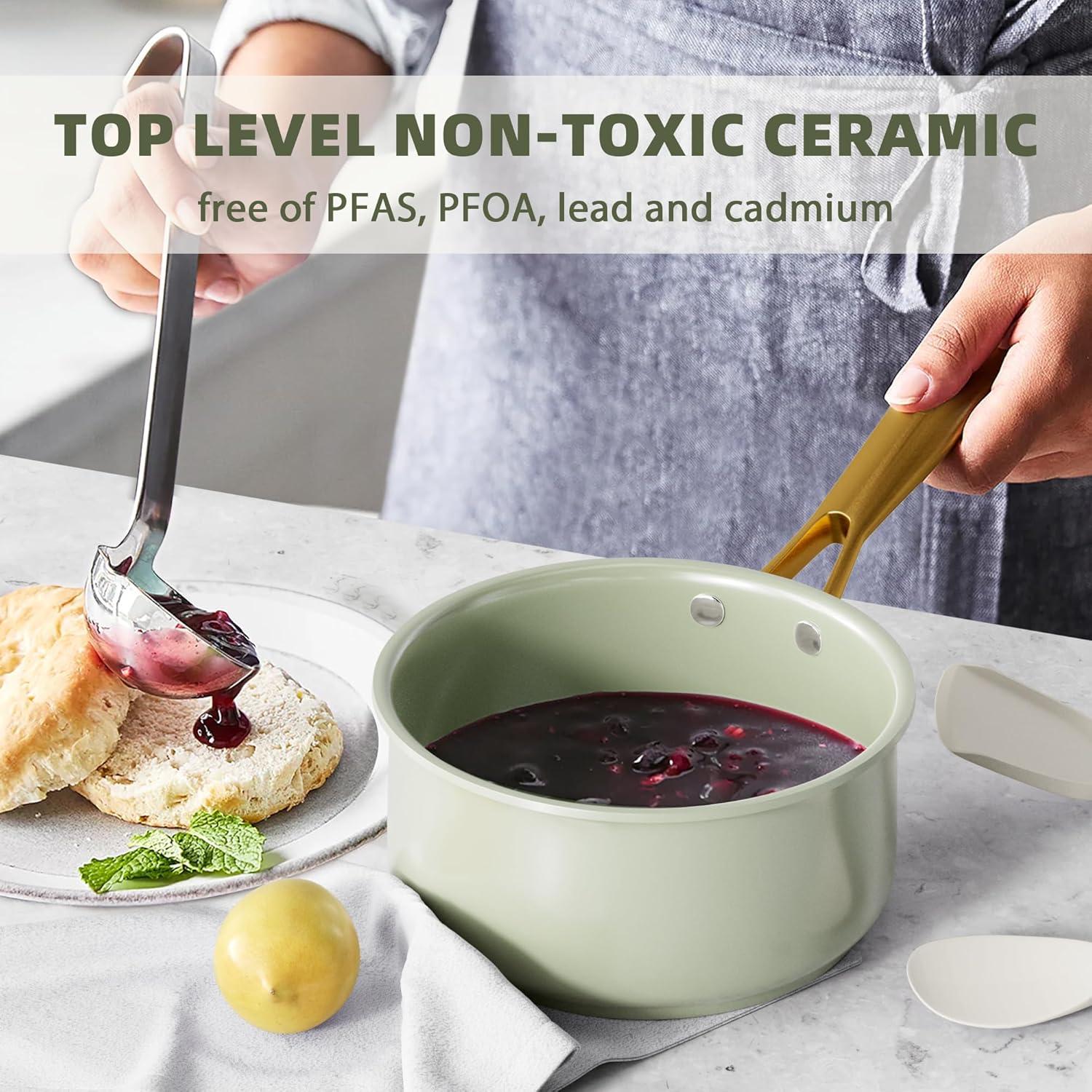 Juego de Utensilios de Cocina Cerámica VONIKI 16 Piezas Verde