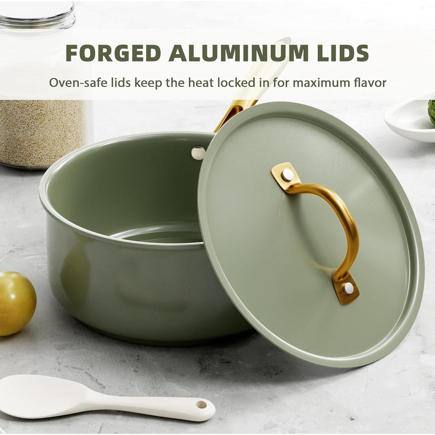 Juego de Utensilios de Cocina Cerámica VONIKI 16 Piezas Verde