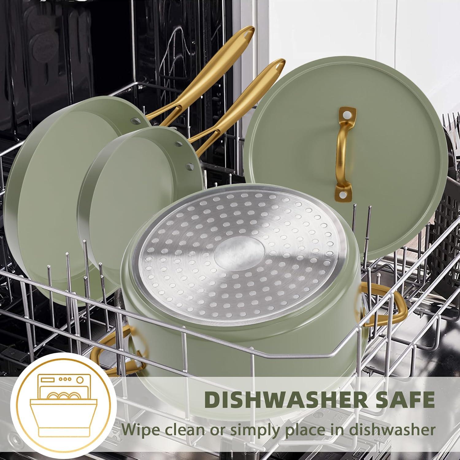 Juego de Utensilios de Cocina Cerámica VONIKI 16 Piezas Verde