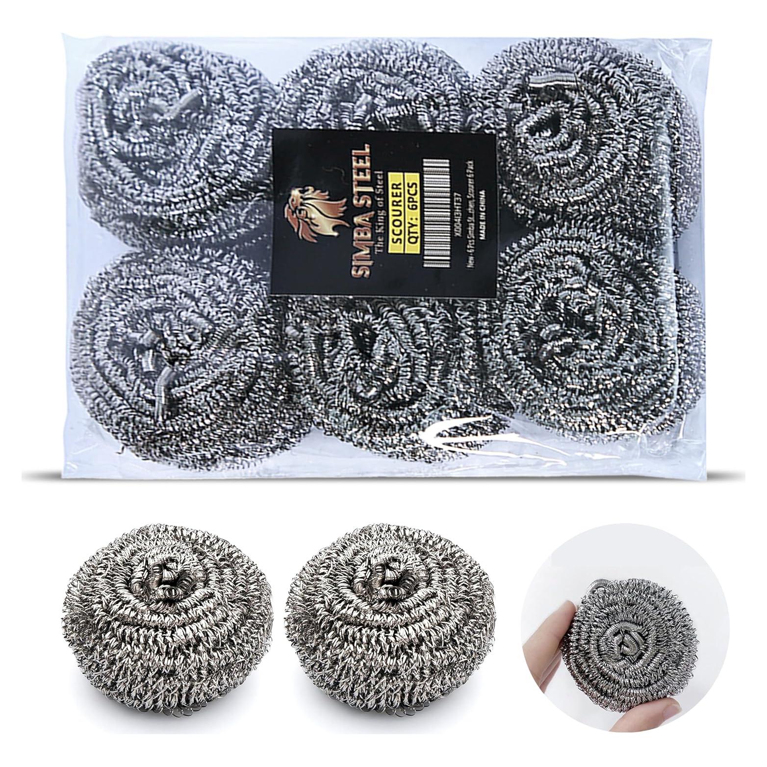 6 Estropajos de Acero Inoxidable Simba para Limpieza Eficaz
