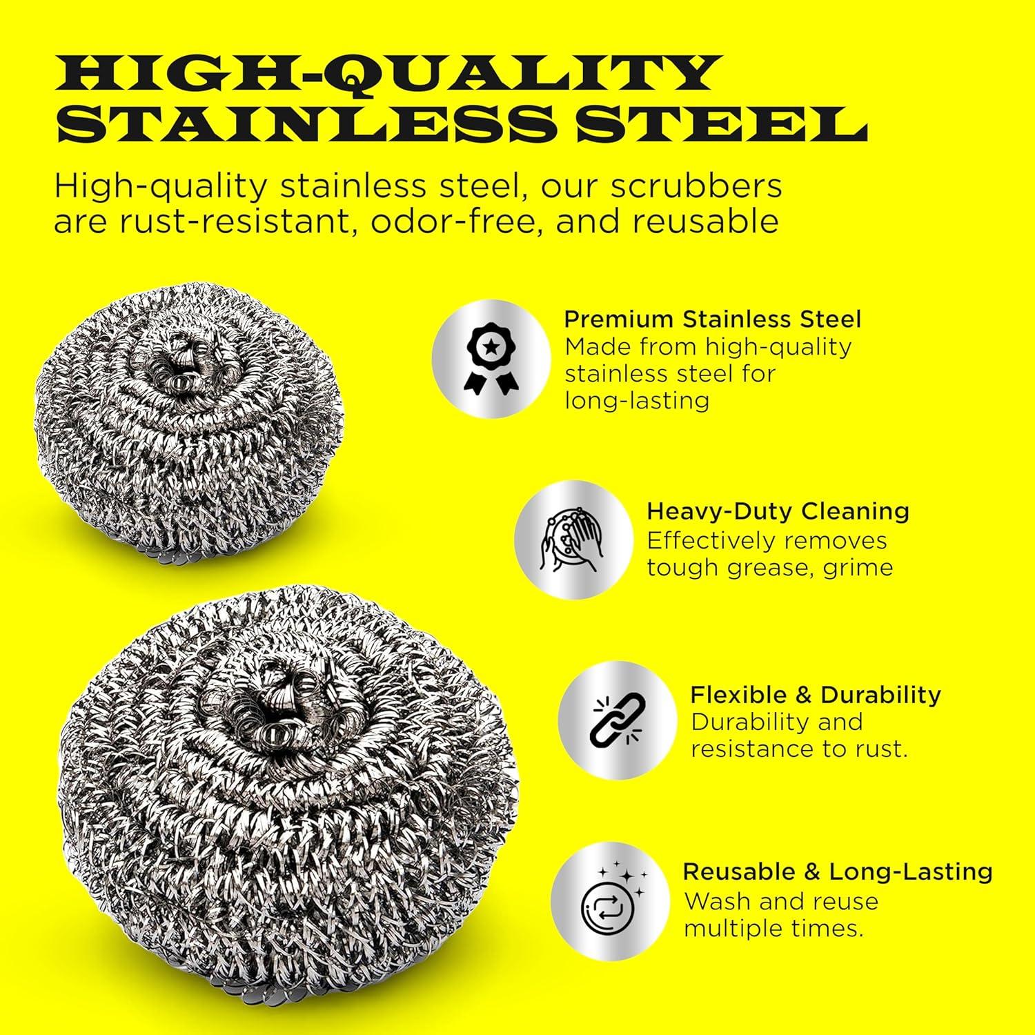 6 Estropajos de Acero Inoxidable Simba para Limpieza Eficaz