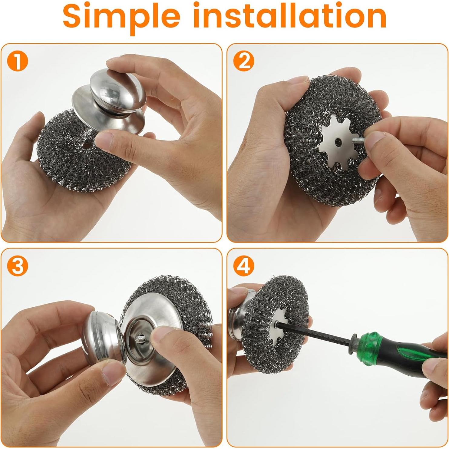 Juego de 4 estropajos de acero inoxidable YMKWZ 10 cm