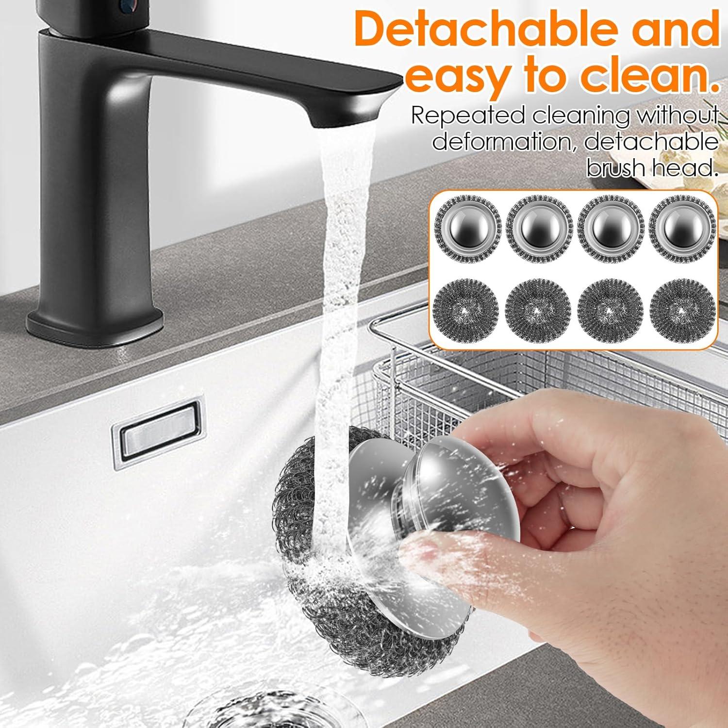 Juego de 4 estropajos de acero inoxidable YMKWZ 10 cm