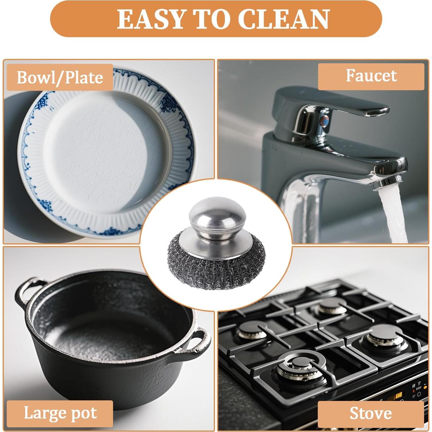 Set 2 Estropajos de Acero Inoxidable con 4 Almohadillas Qiuruoo