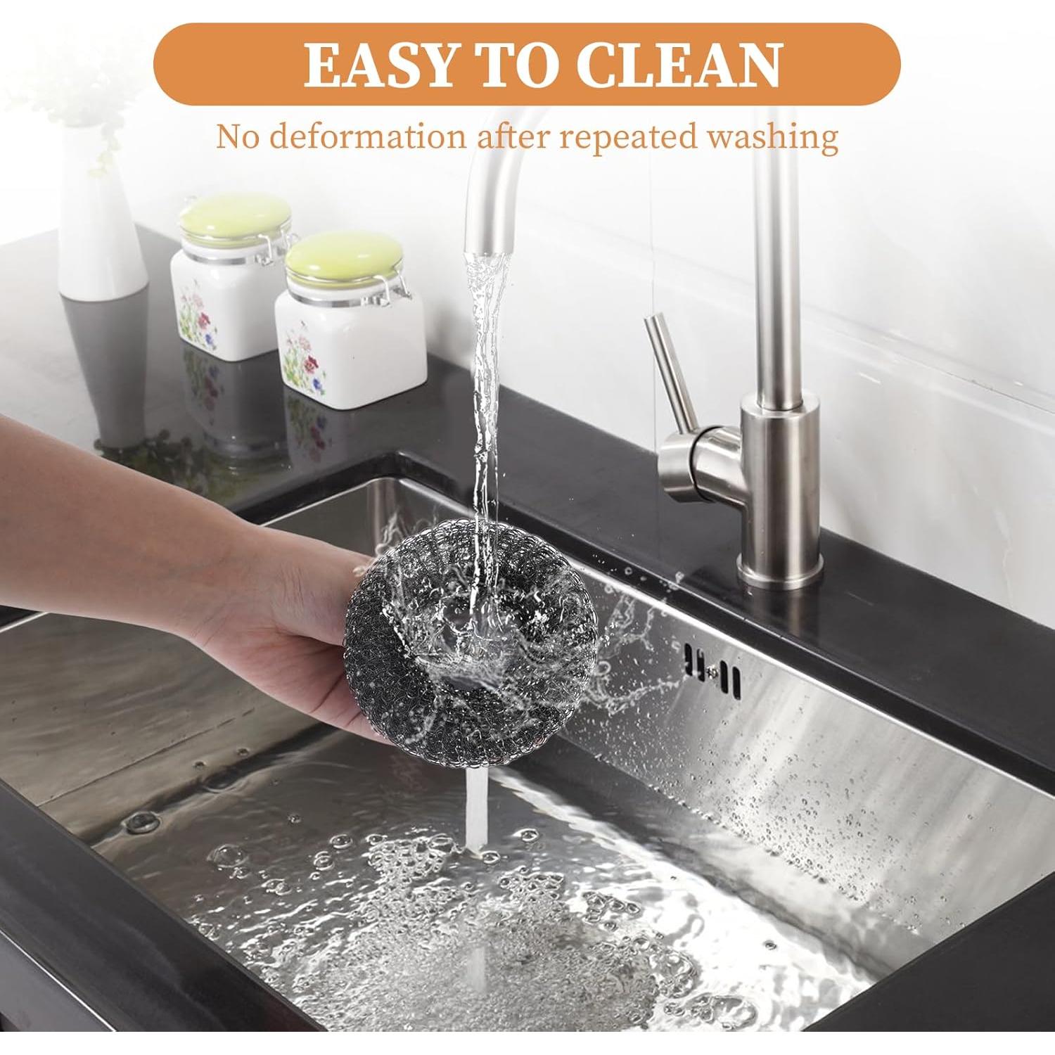 Set 2 Estropajos de Acero Inoxidable con 4 Almohadillas Qiuruoo