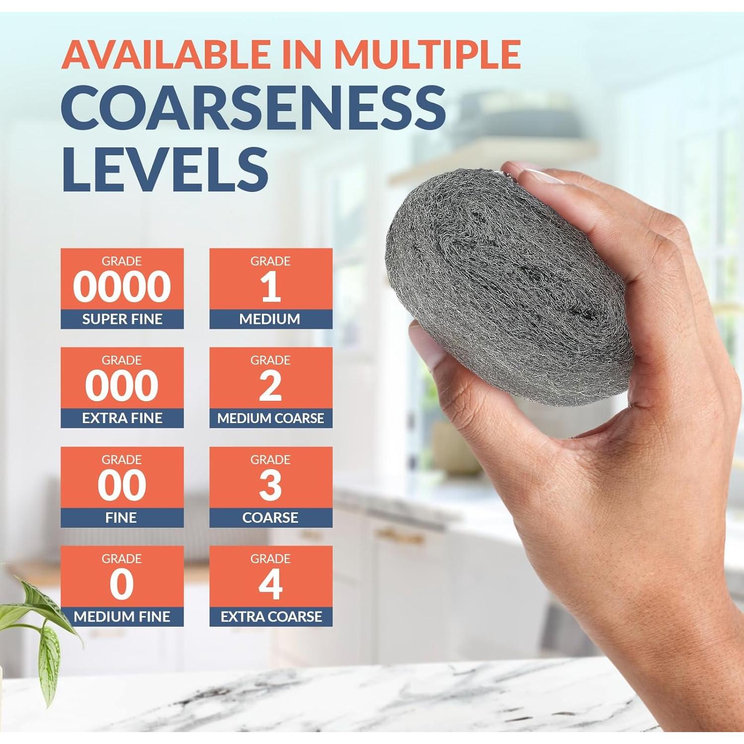 Estropajos de Lana de Acero PAMI 0000 Fino Paquete de 8