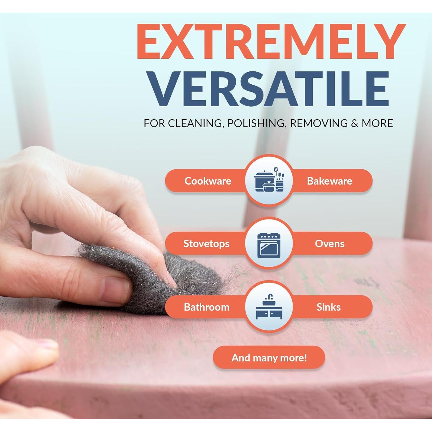 Estropajos de Lana de Acero PAMI 0000 Fino Paquete de 8