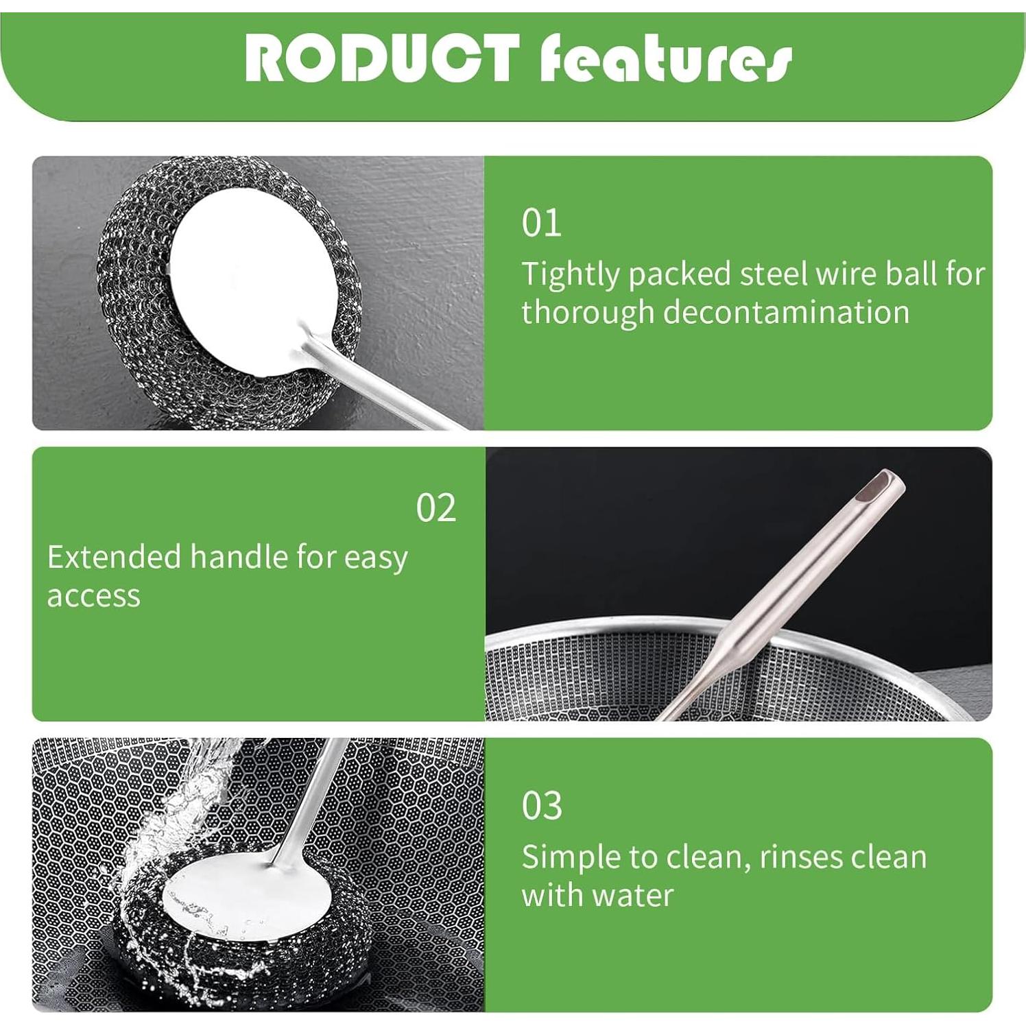 Juego de Estropajos de Acero Inoxidable HOUSEASSIST 4 Piezas