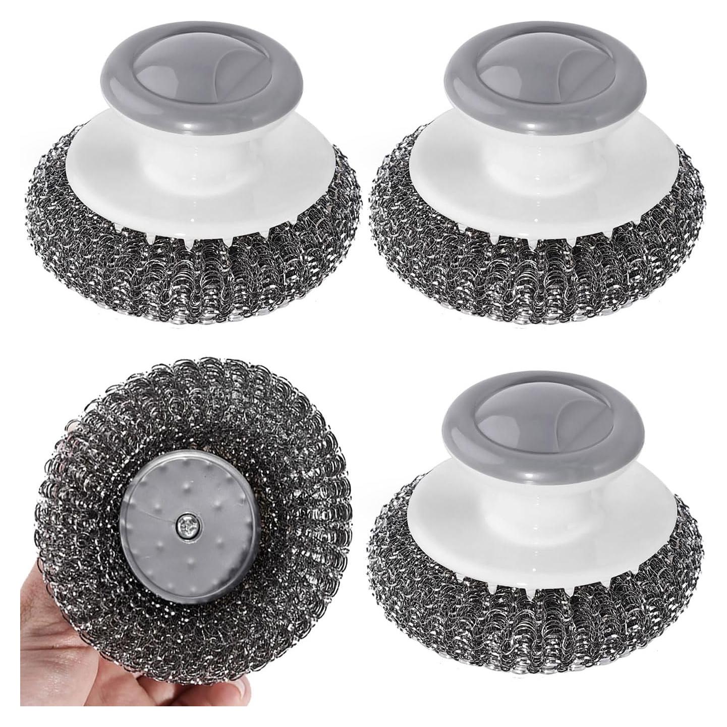 Set de 4 Estropajos de Acero Inoxidable con Mango WXJ13