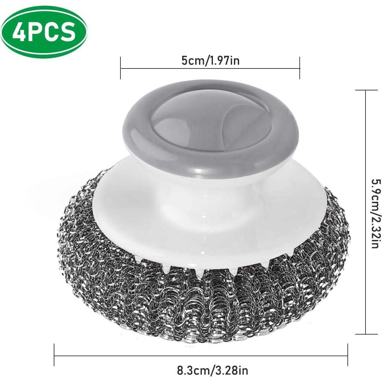 Set de 4 Estropajos de Acero Inoxidable con Mango WXJ13