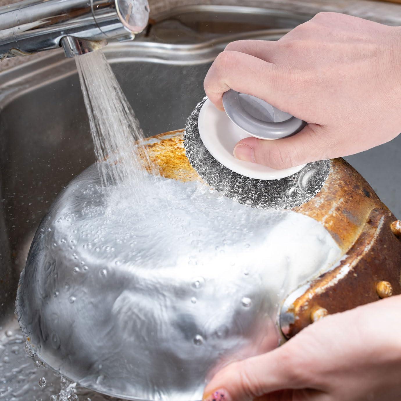 Set de 4 Estropajos de Acero Inoxidable con Mango WXJ13