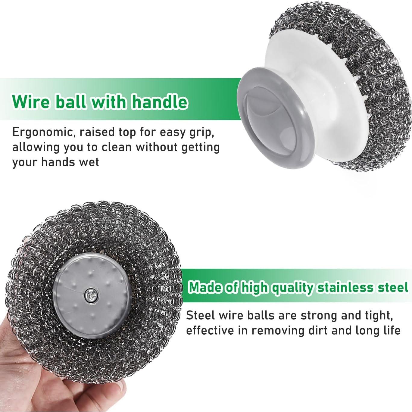 Set de 4 Estropajos de Acero Inoxidable con Mango WXJ13