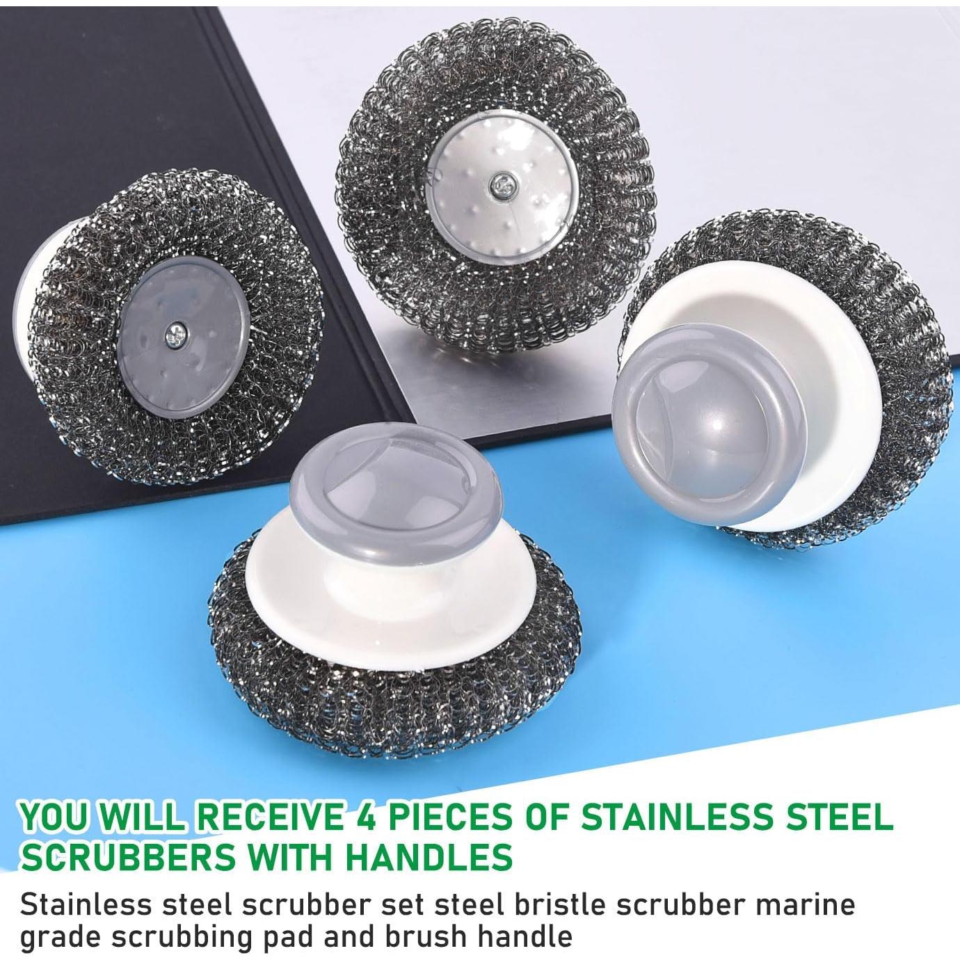 Set de 4 Estropajos de Acero Inoxidable con Mango WXJ13