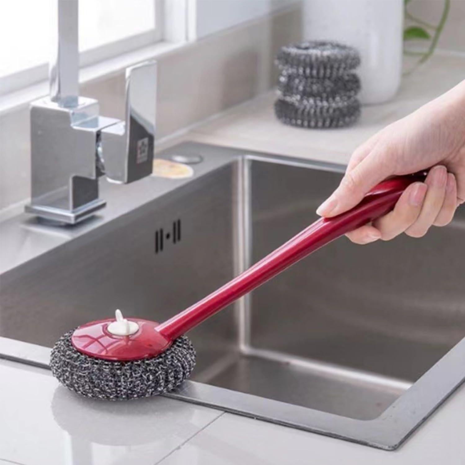 Cepillo de limpieza para parrilla Kowiofame con mango largo