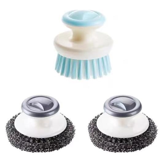 Estropajos de Acero Inoxidable JRIQH con Mango y Cepillo 3 Pcs