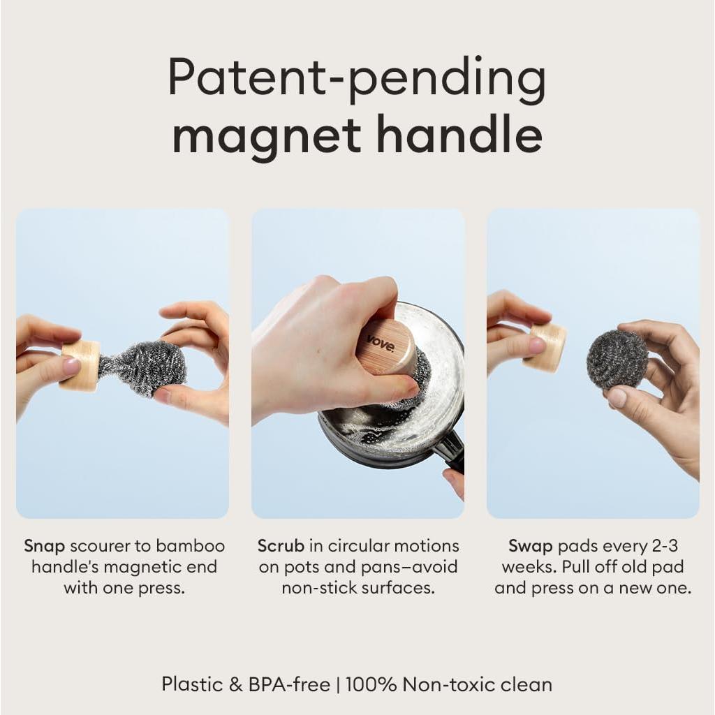 Juego de Limpieza Sostenible Vove con Mango de Bambú y Estropajos