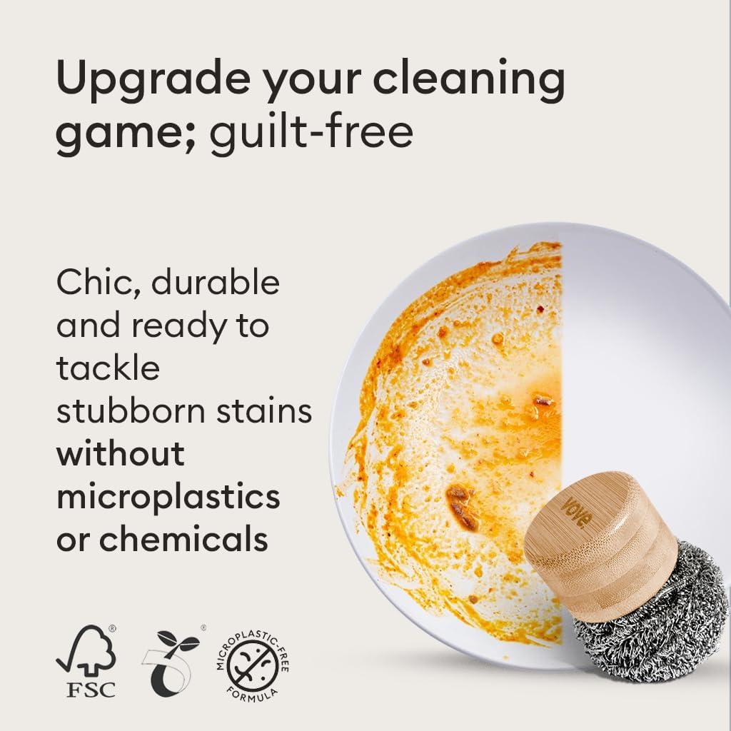 Juego de Limpieza Sostenible Vove con Mango de Bambú y Estropajos