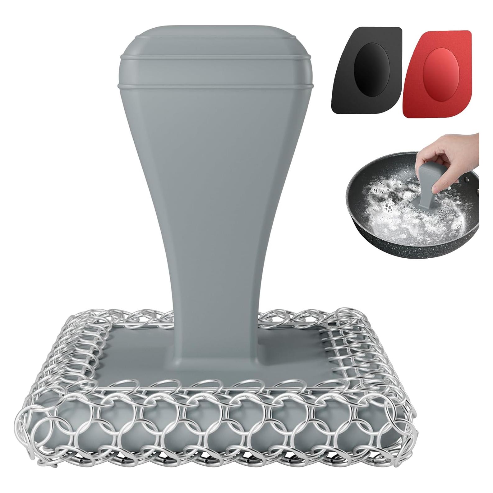 Estropajo de Hierro Fundido TOPULORS con Mango Ergonómico - Gris