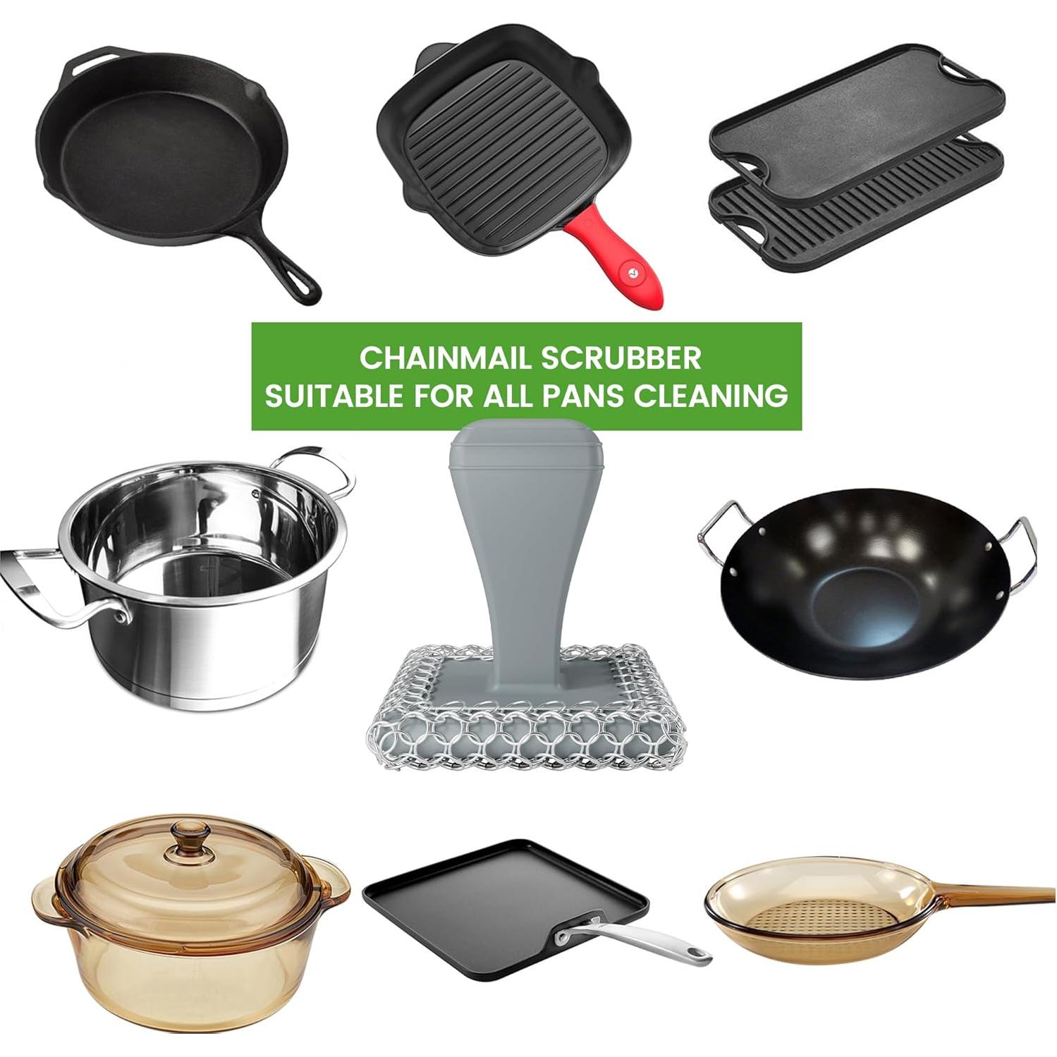 Estropajo de Hierro Fundido TOPULORS con Mango Ergonómico - Gris