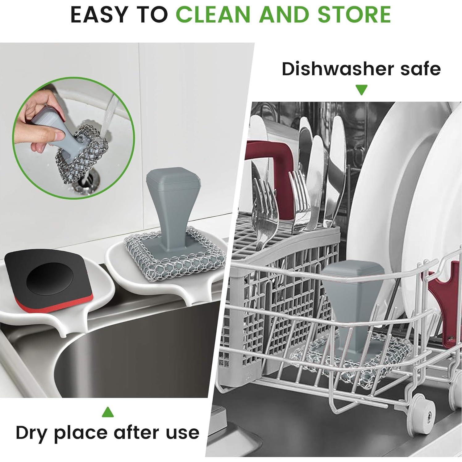 Estropajo de Hierro Fundido TOPULORS con Mango Ergonómico - Gris