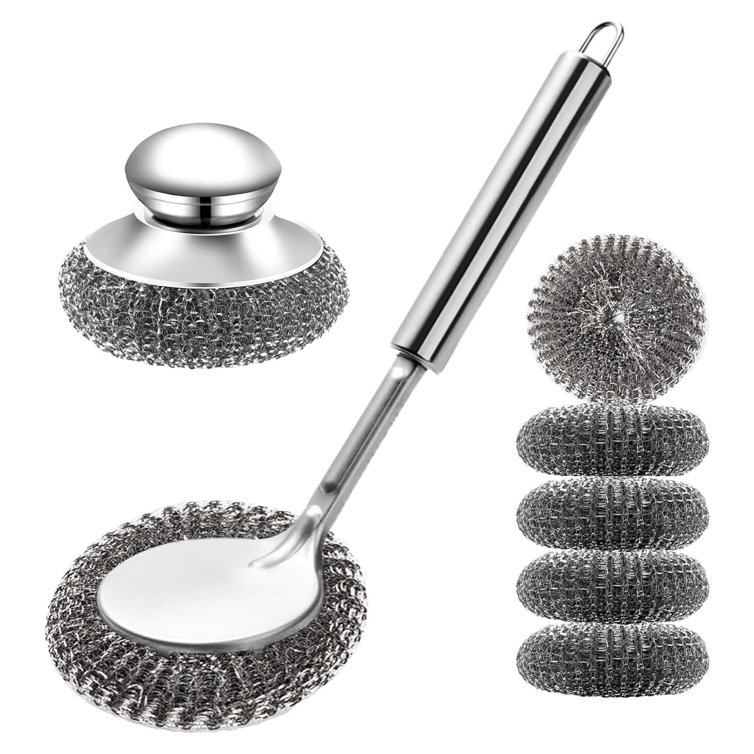 Estropajo de Acero Inoxidable Xorim con Mango y 5 Recambios