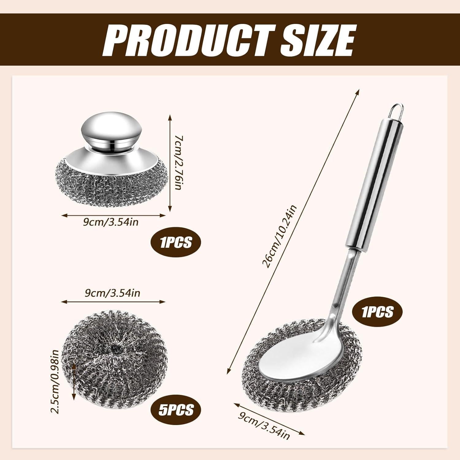 Estropajo de Acero Inoxidable Xorim con Mango y 5 Recambios