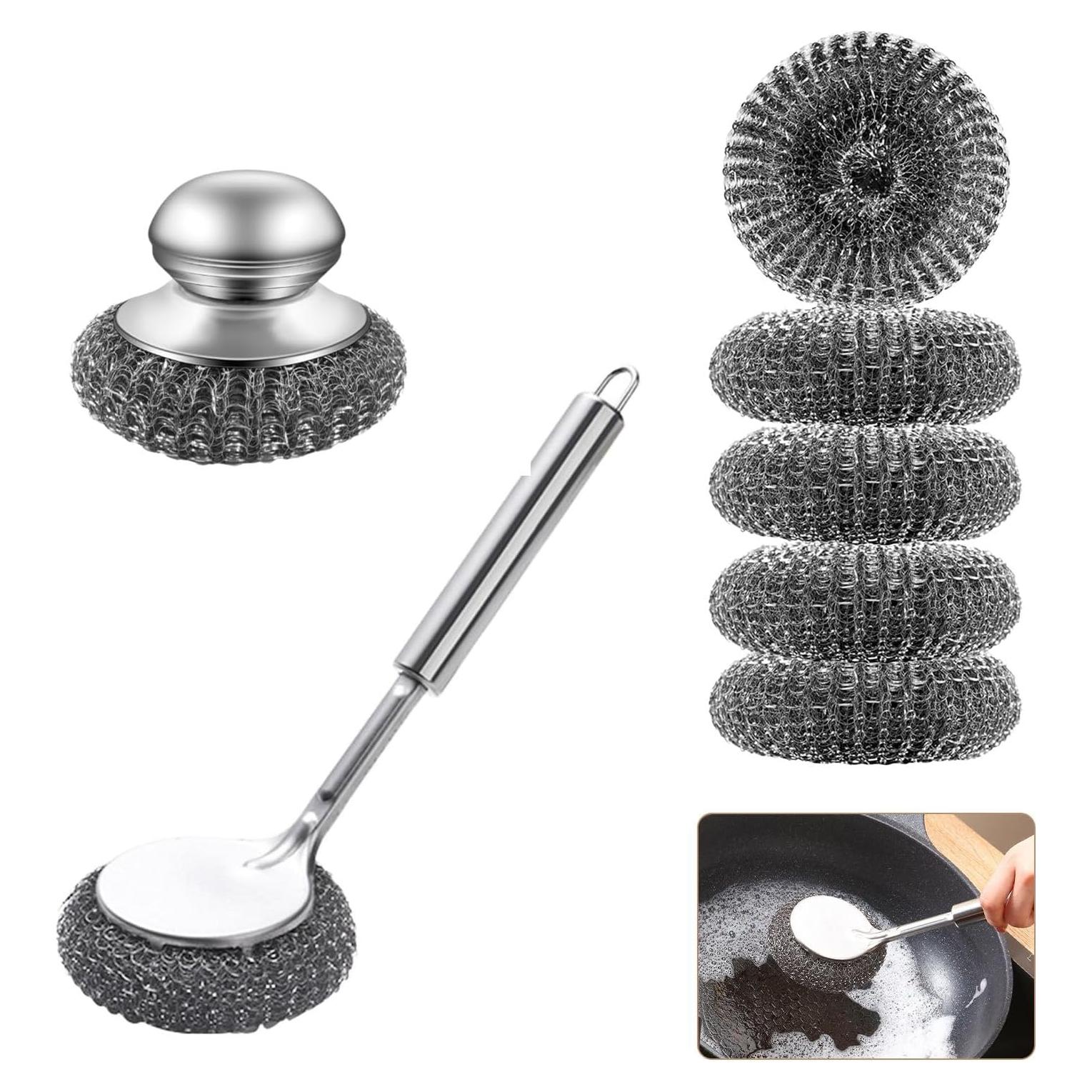 Estropajos de Lana de Acero GEDEUBAN con Mango - 7 Piezas