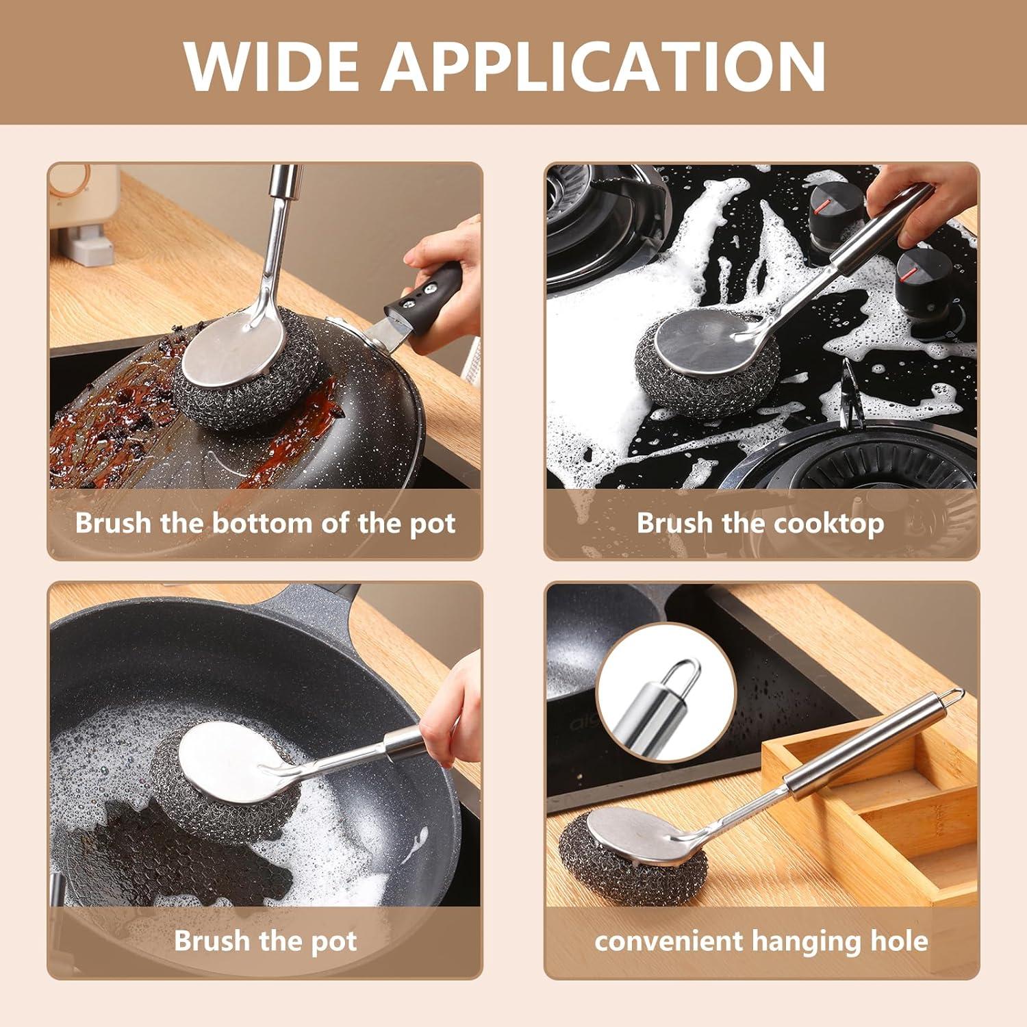 Estropajos de Lana de Acero GEDEUBAN con Mango - 7 Piezas