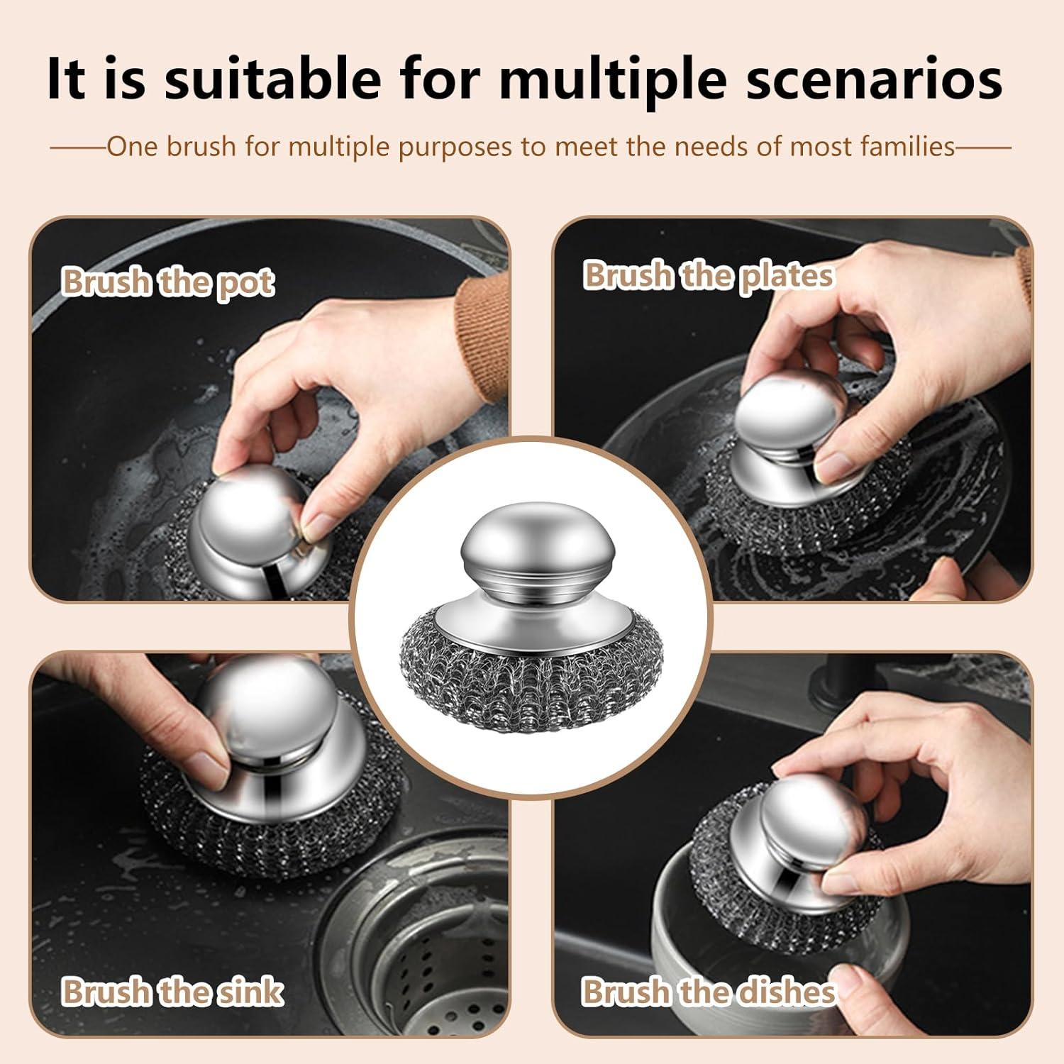 Estropajos de Lana de Acero GEDEUBAN con Mango - 7 Piezas