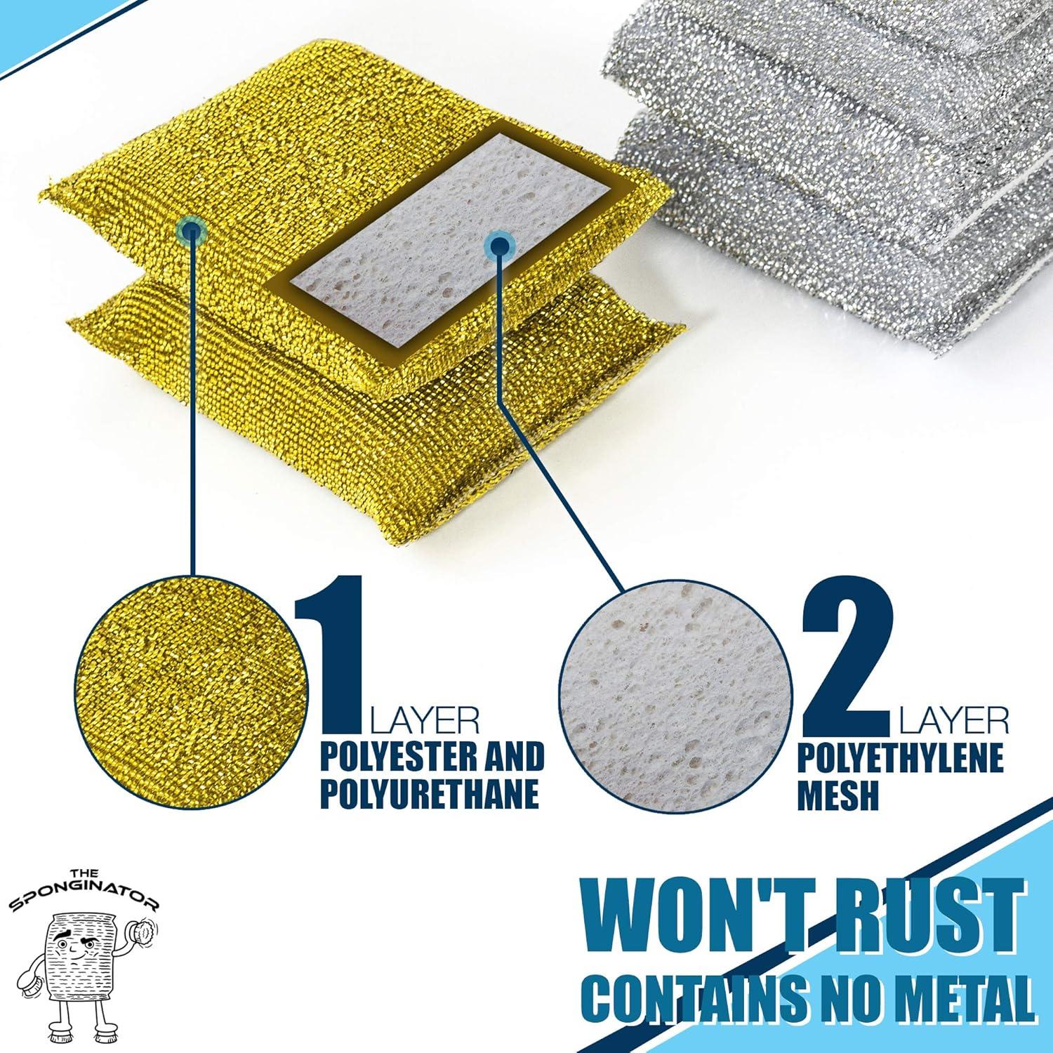 Esponjas de Fregar SmokEase - Sin Rayones, 6 Piezas Oro y Plata