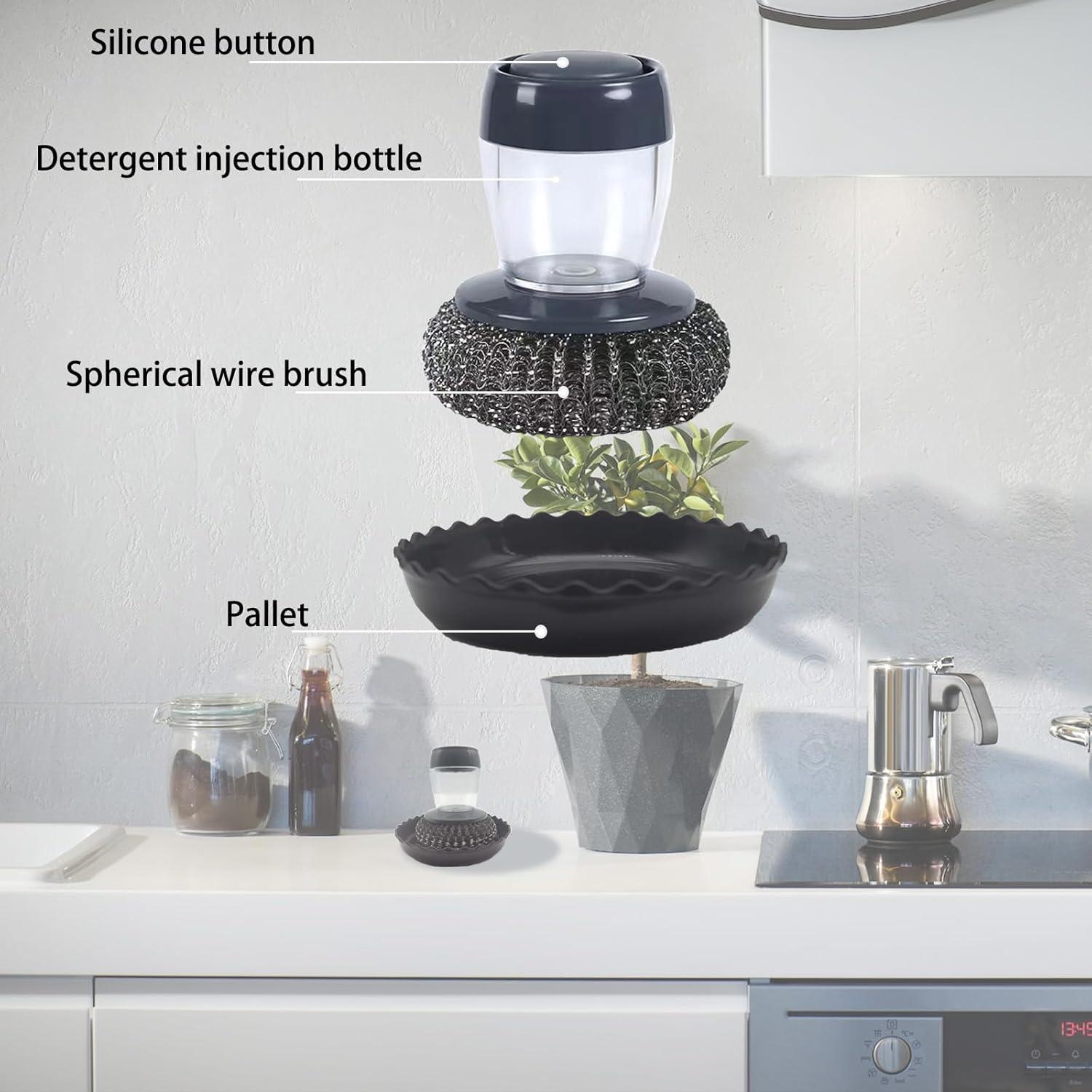 Cepillo de Acero Inoxidable con Dispensador de Jabón Mantianstar