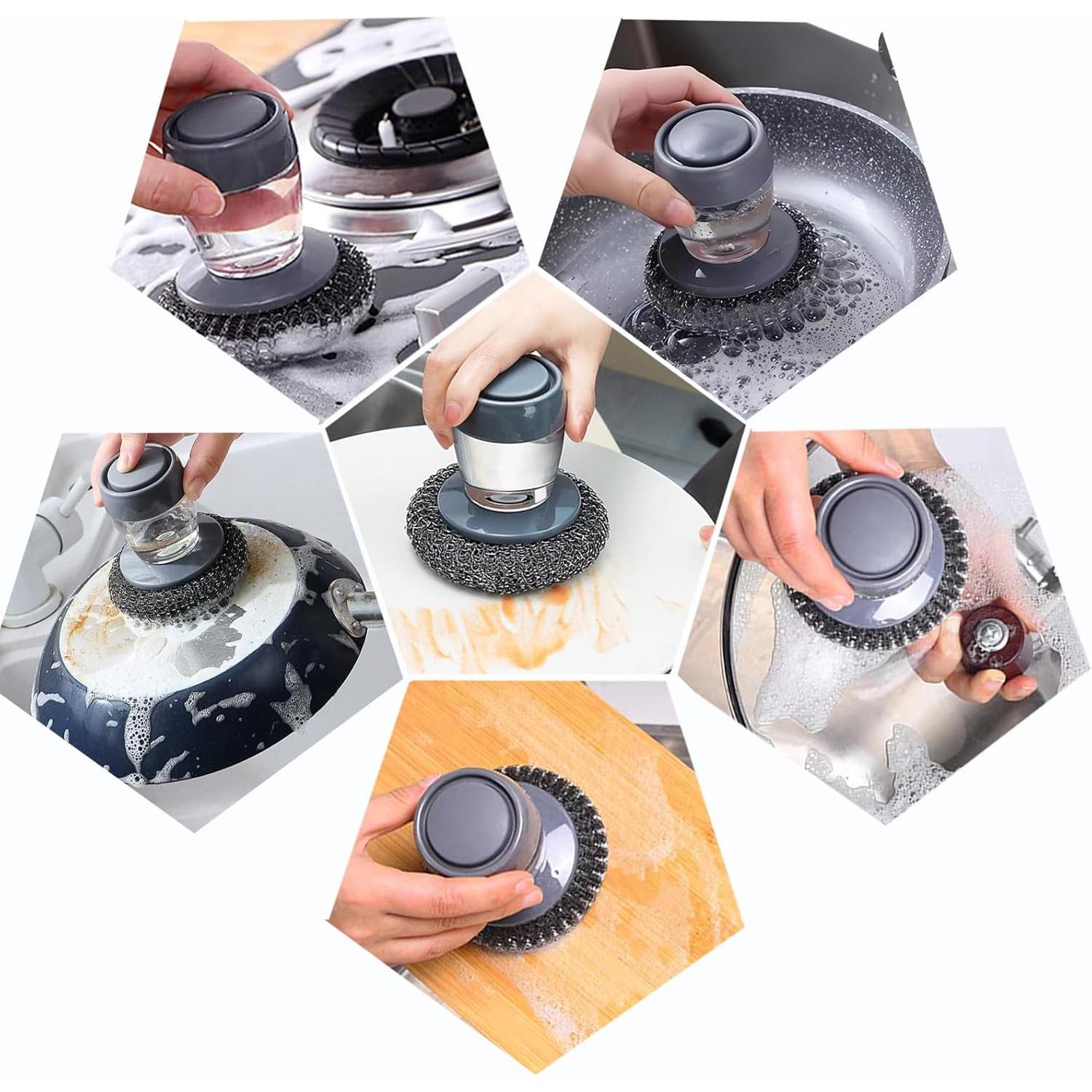 Cepillo de Acero Inoxidable con Dispensador de Jabón Mantianstar