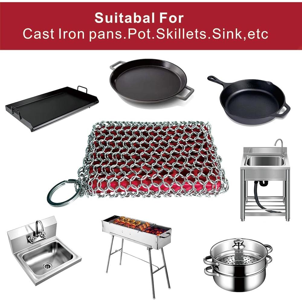 Estropajo de Malla de Cadena con Silicona Roja BabriInta 11cm