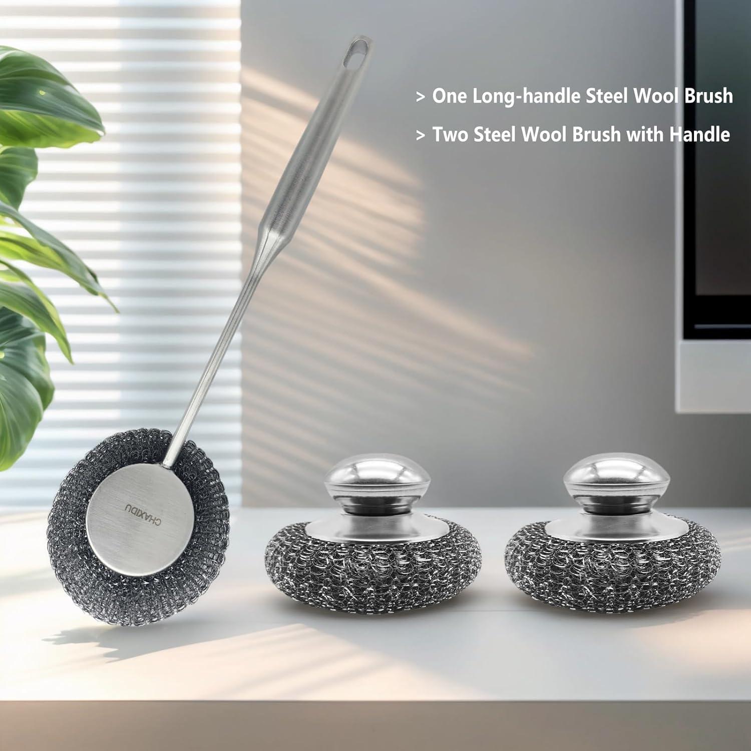 Juego de cepillos de limpieza CHAXIDU con mango largo - Acero inoxidable