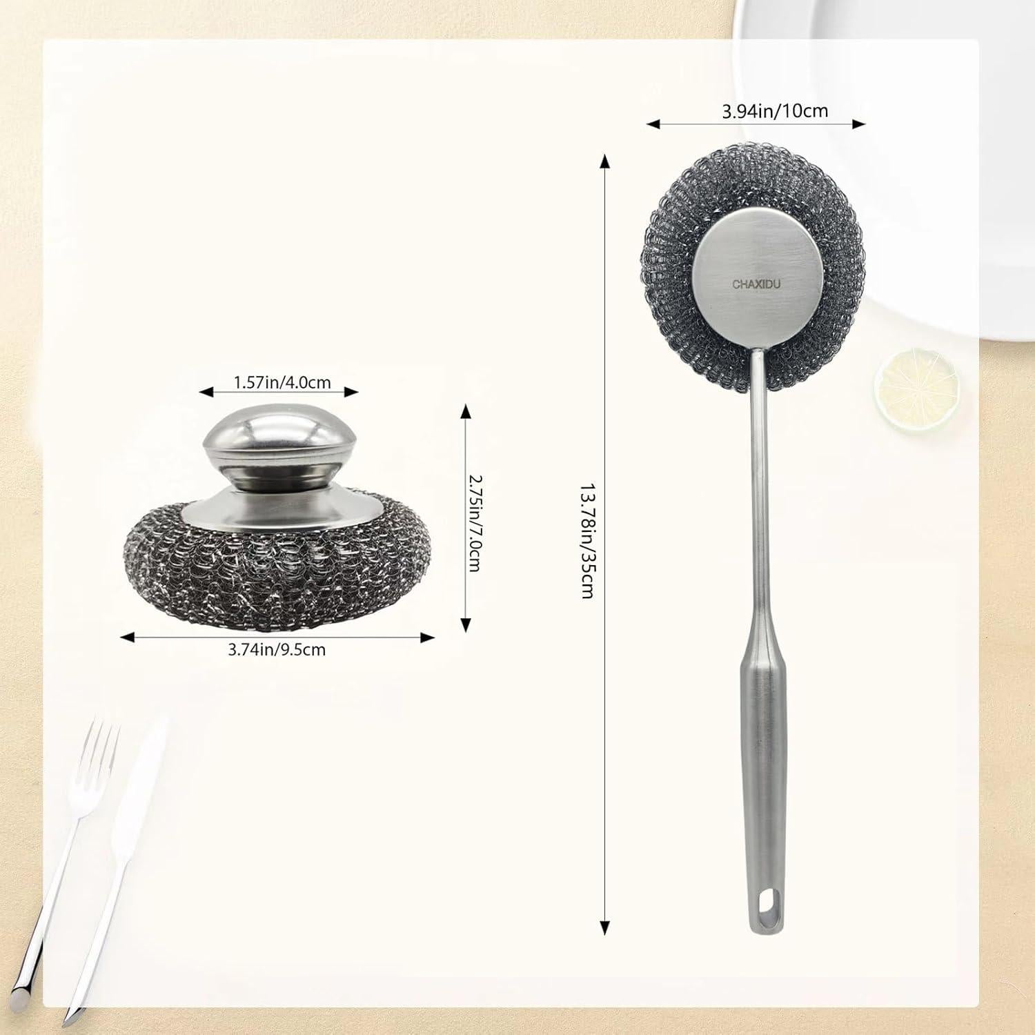 Juego de cepillos de limpieza CHAXIDU con mango largo - Acero inoxidable