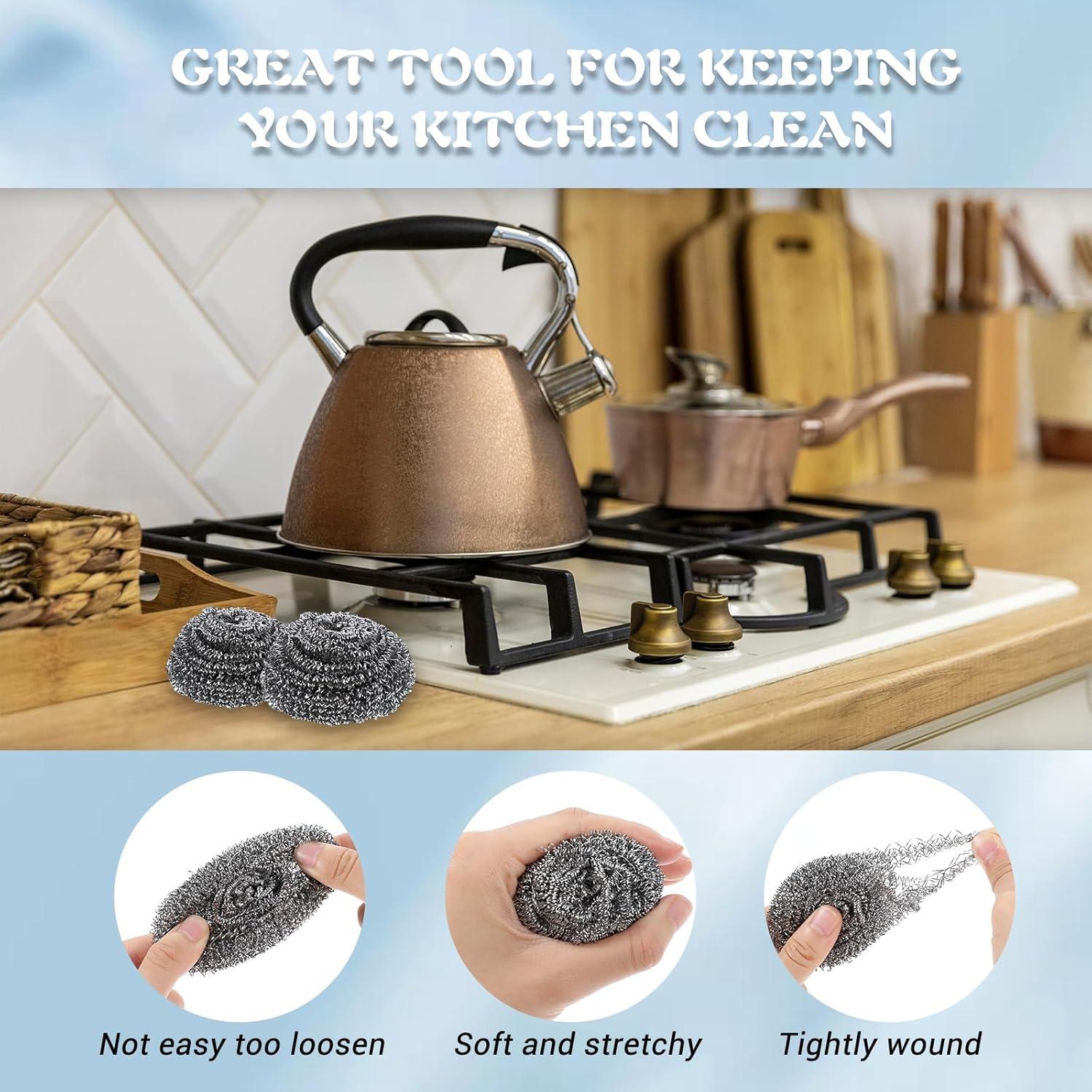 100 Estropajos de Acero Inoxidable Meyeyaia 5cm para Fregar