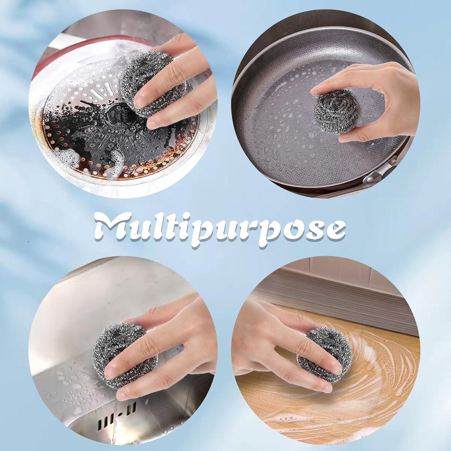 100 Estropajos de Acero Inoxidable Meyeyaia 5cm para Fregar