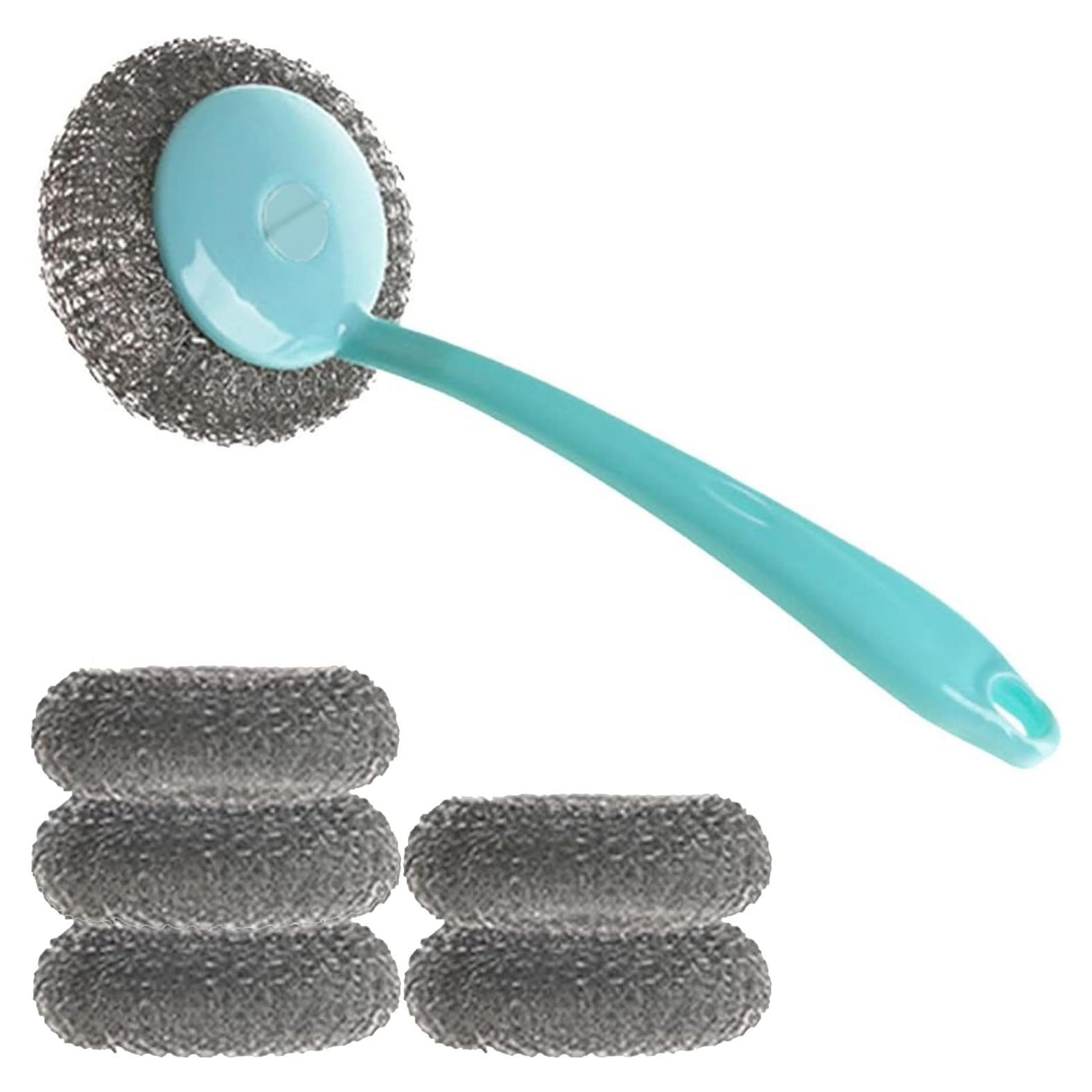 6 Esponjas de Acero Inoxidable Wideskall con Mango para Cocina