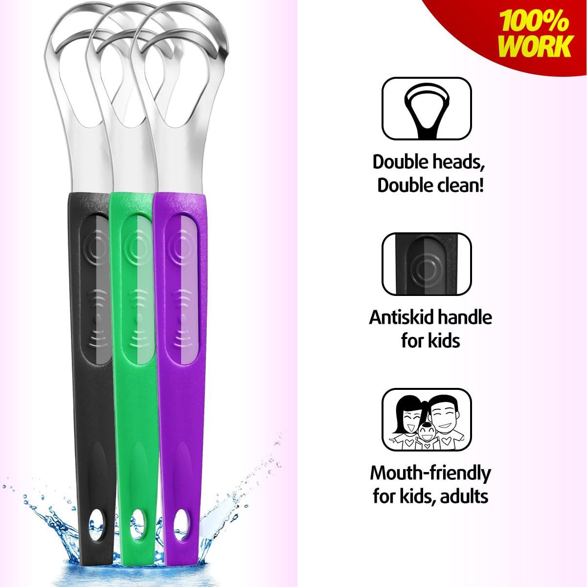 Paquete de 3 Raspadores de Lengua de Acero Inoxidable CATACC PRO