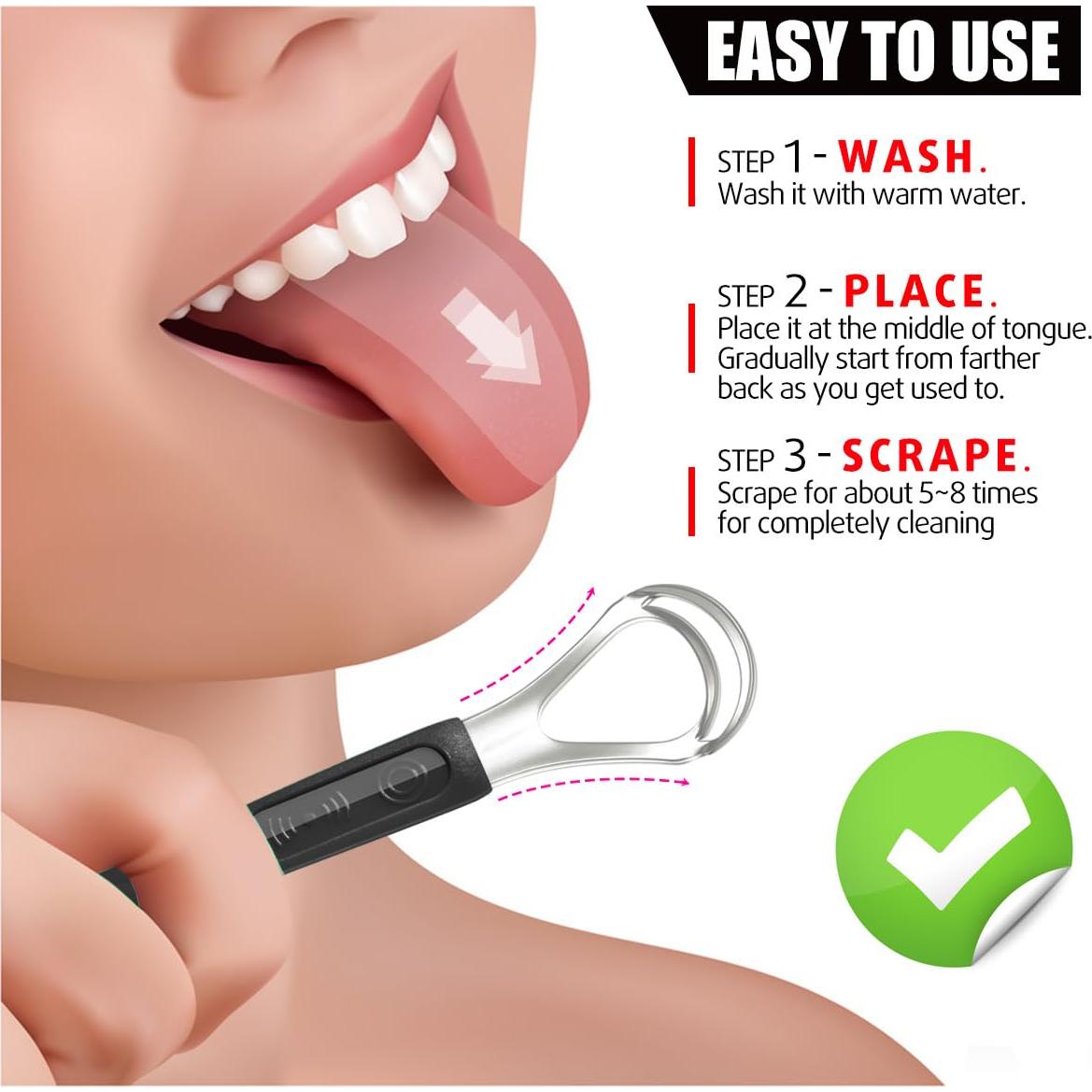 Paquete de 3 Raspadores de Lengua de Acero Inoxidable CATACC PRO