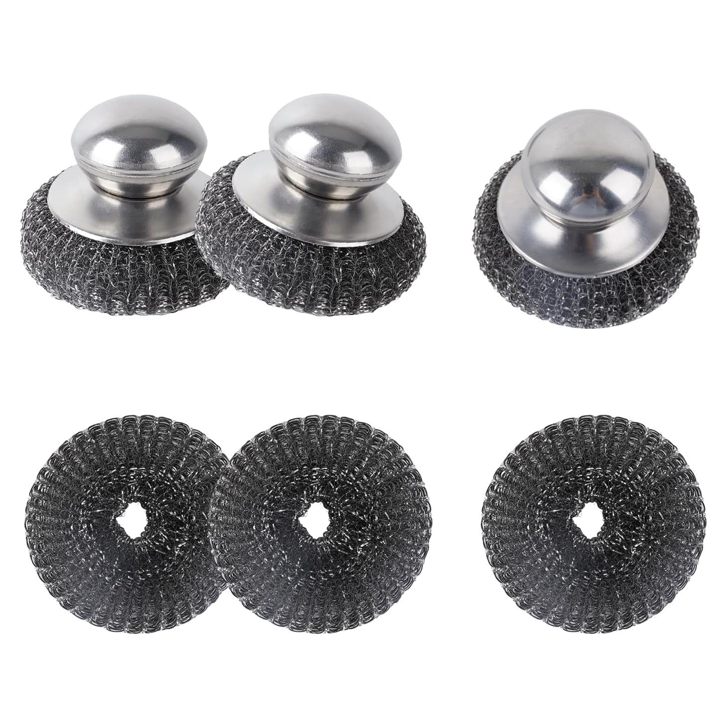 Juego de 3 Estropajos de Acero Inoxidable Yuunheg con 3 Almohadillas