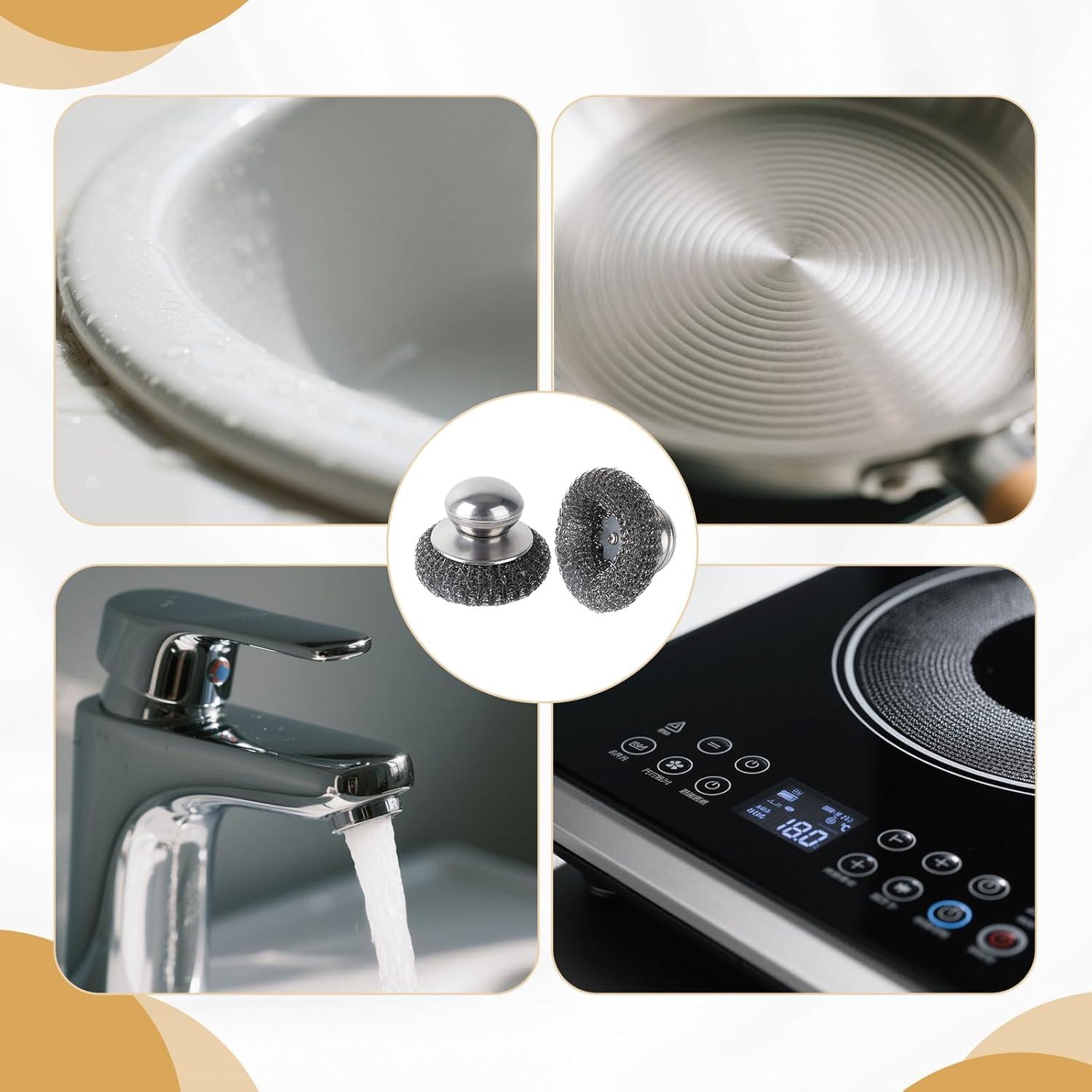 Juego de 3 Estropajos de Acero Inoxidable Yuunheg con 3 Almohadillas