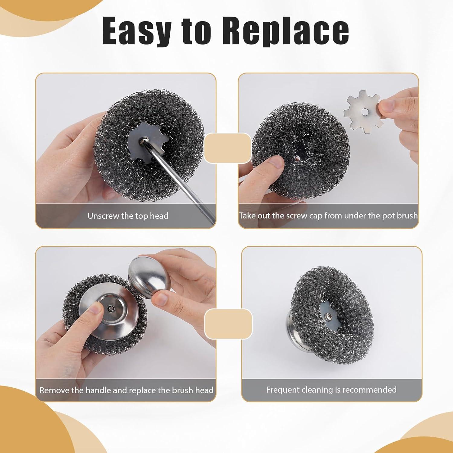 Juego de 3 Estropajos de Acero Inoxidable Yuunheg con 3 Almohadillas