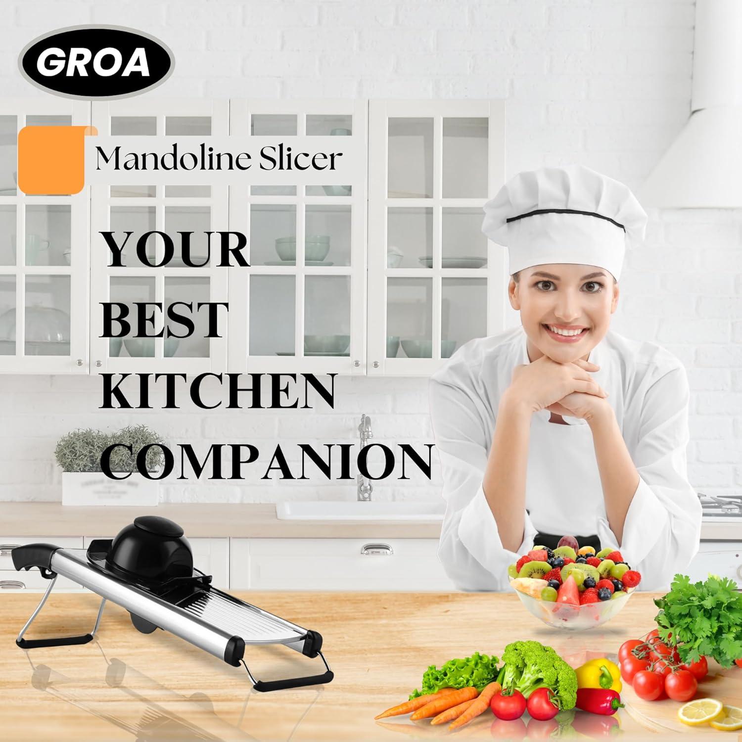 Mandolina Cortadora GROA de Acero Inoxidable Ajustable - 42 cm