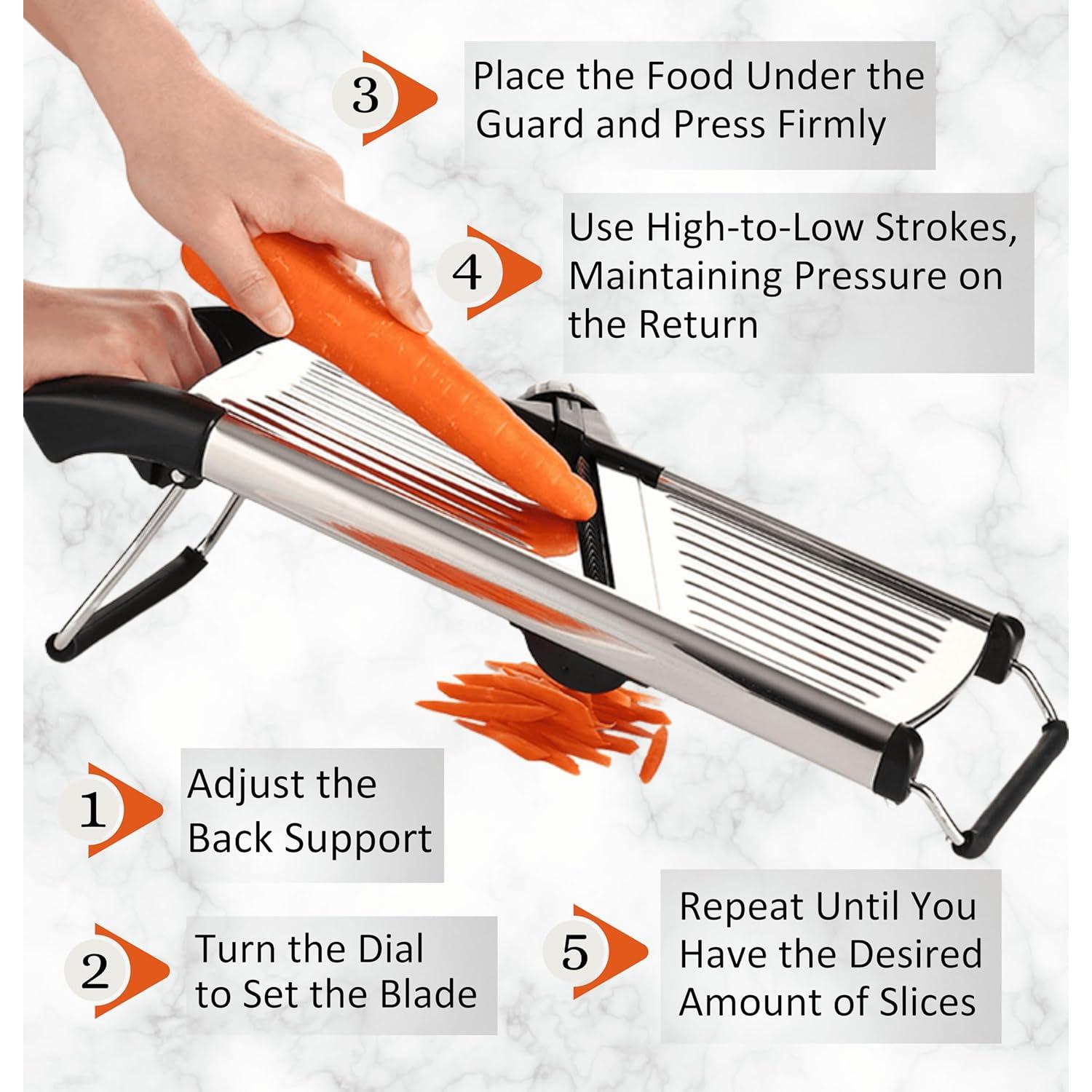 Mandolina Cortadora GROA de Acero Inoxidable Ajustable - 42 cm