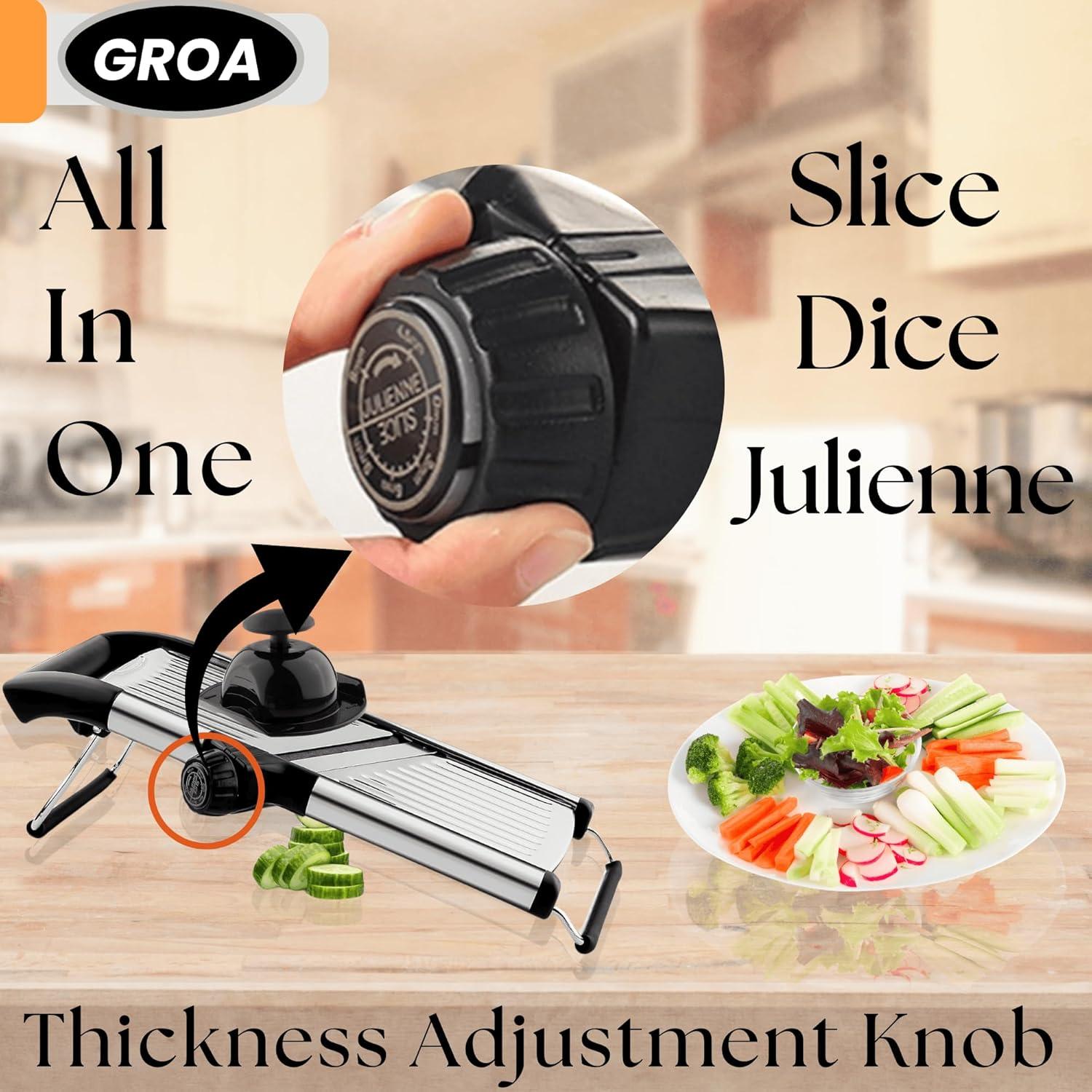 Mandolina Cortadora GROA de Acero Inoxidable Ajustable - 42 cm